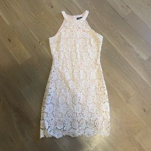 Lulu’s Womens Love Poem Blush Lace Mini Dress Size Small Pink